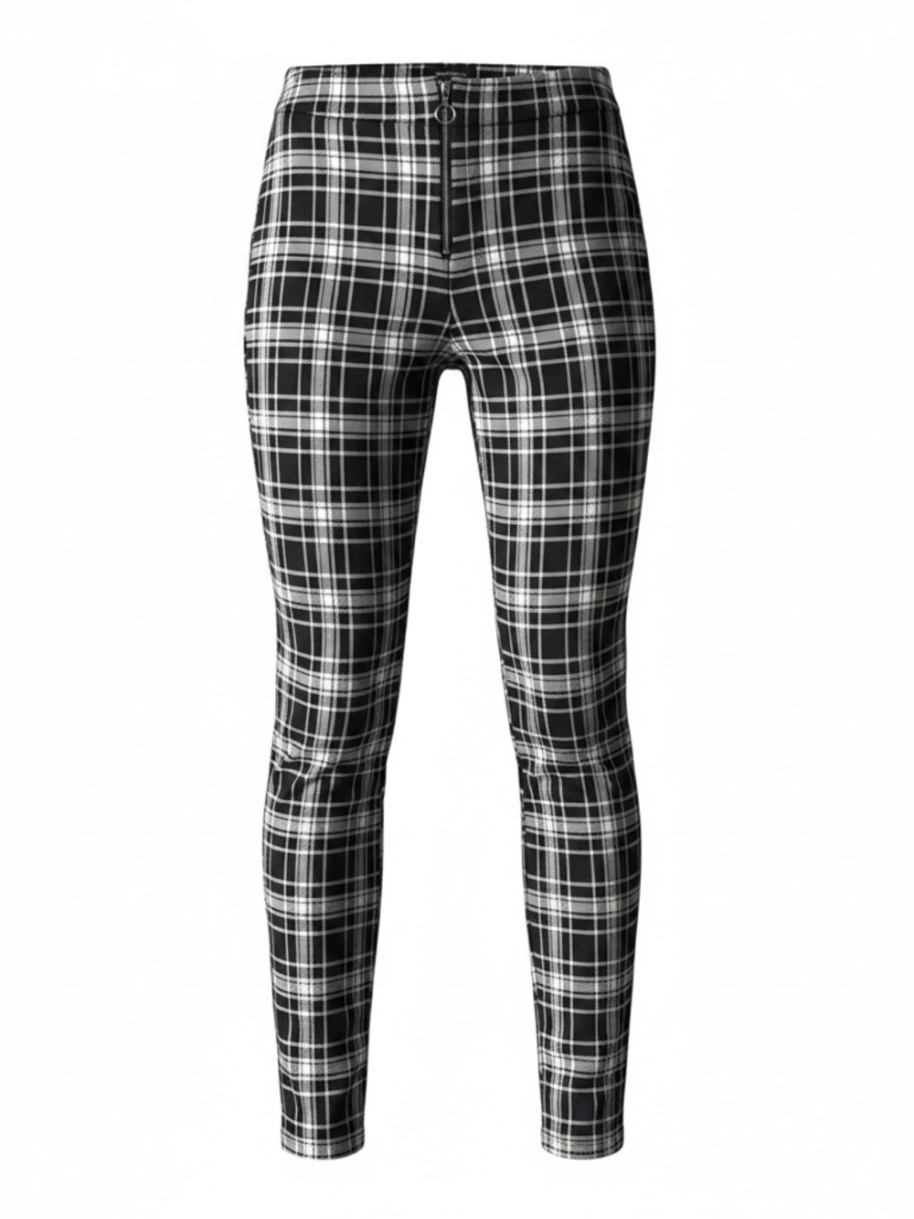 Kendall & Kylie Plaid Pants Skinny Women’s Large Pull on Ponte Pants Black White